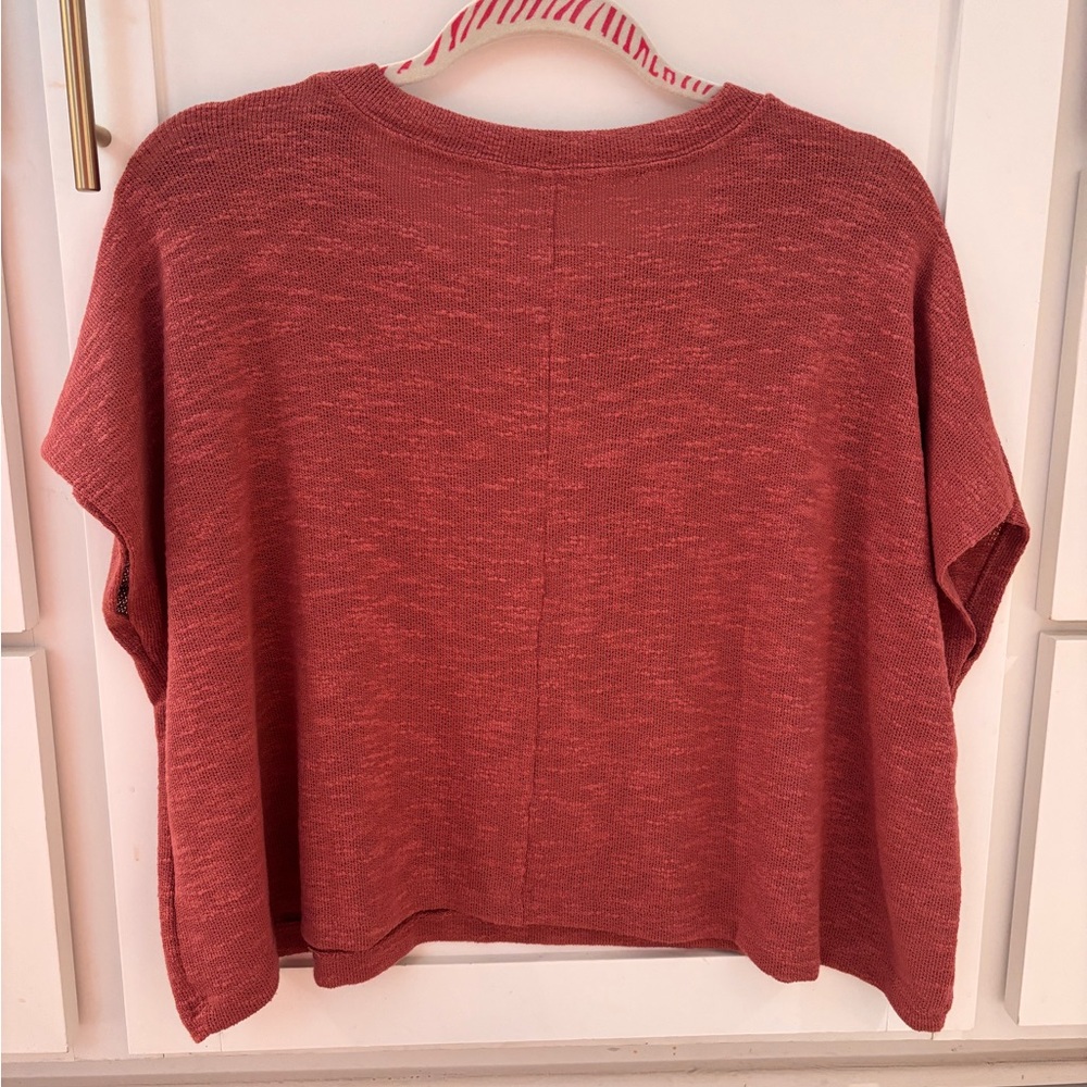 Zenana Round Neck Cropped Shirt Mauve Size Large - Picture 5 of 5